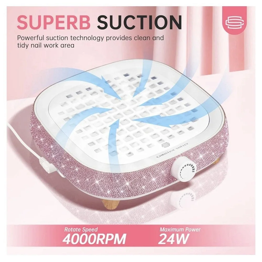 CHRISTINE SHELLY‎ G340 6000 RPM Nail Dust Collector Low Noise Pink New In Box